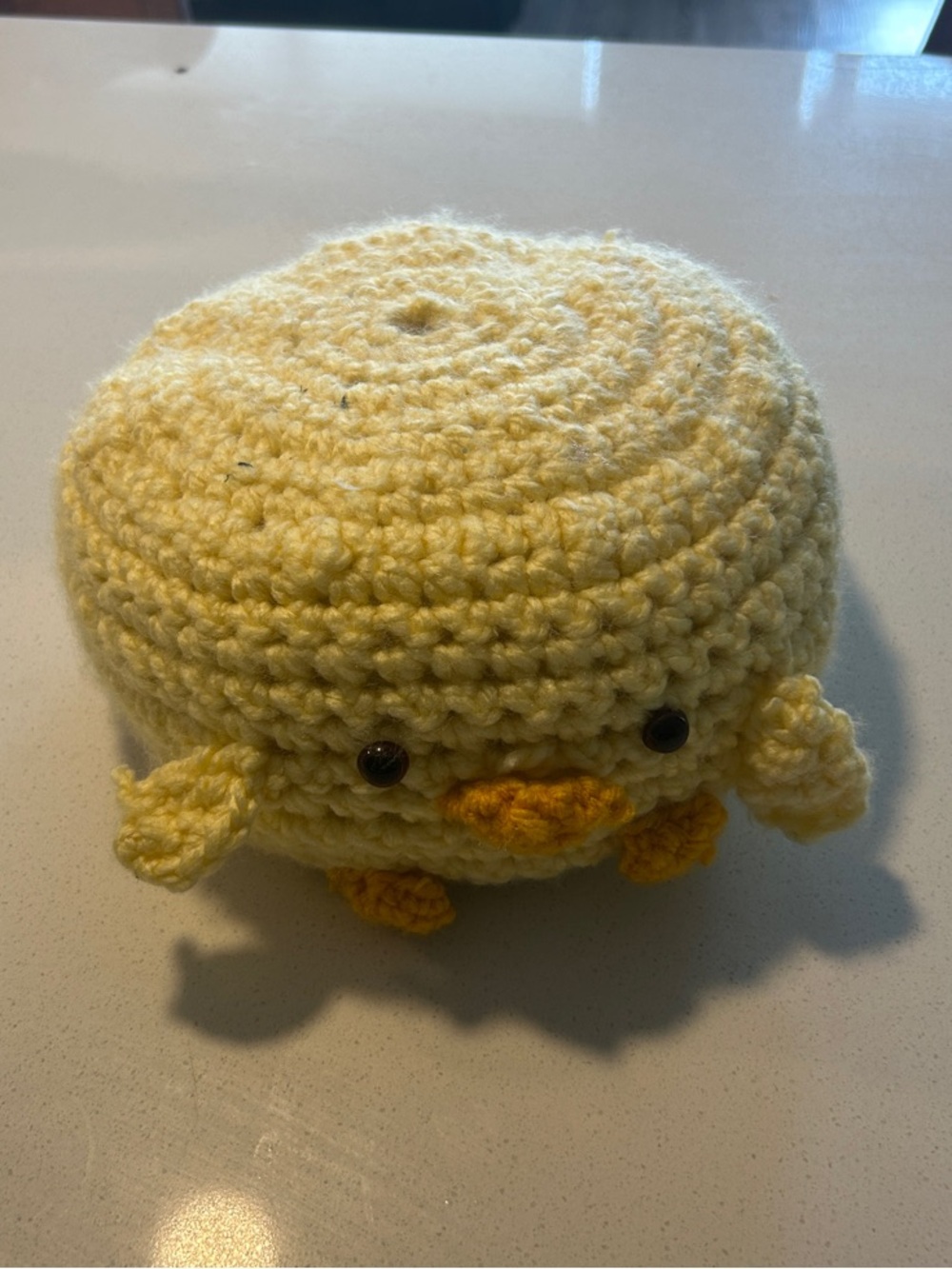 Handmade Yellow Crochet Chick Plush Toy for Small Pets